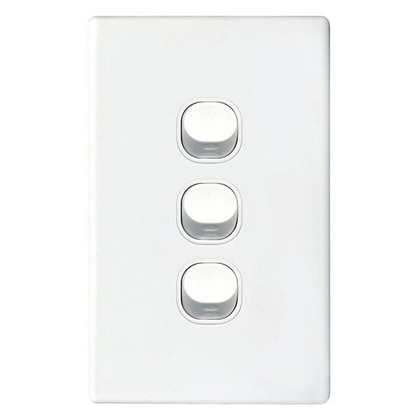 Tradesave 3Gang 16Amp Wall Switch - White