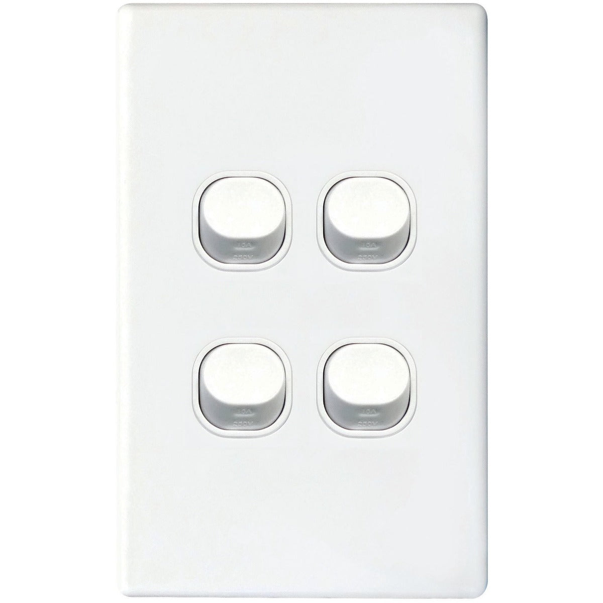 Tradesave 4Gang 16Amp Wall Switch - White