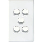 Tradesave 5Gang 16Amp Wall Switch - White