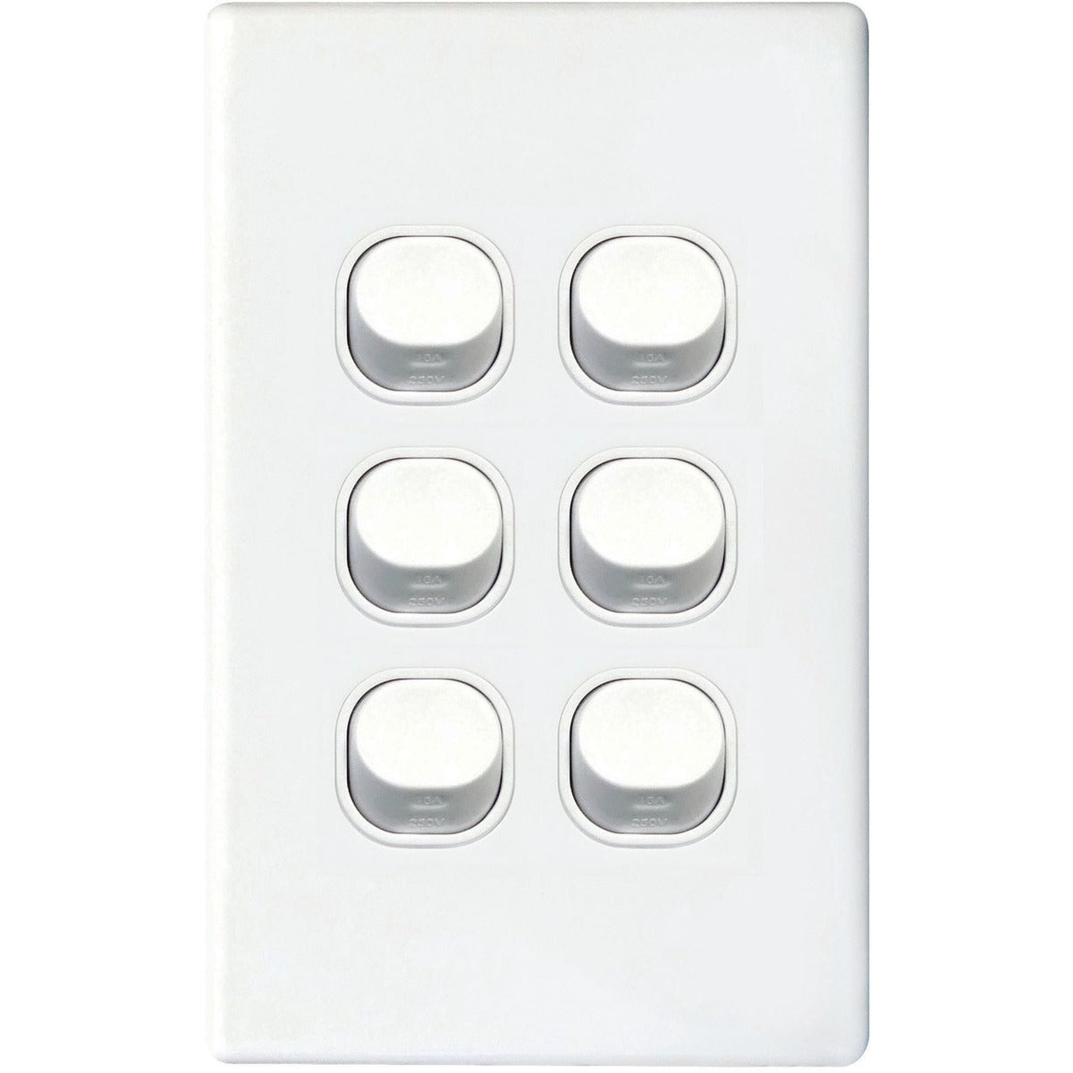 Tradesave 6Gang 16Amp Wall Switch - White