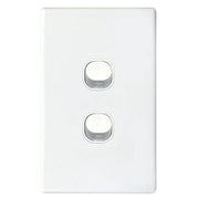2Gang 16Amp Slimline Wall Switch - White