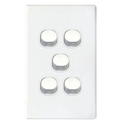 5Gang 16Amp Slimline Wall Switch - White