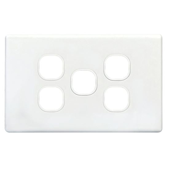 5Gang Slimline Grid & Cover Plate - White