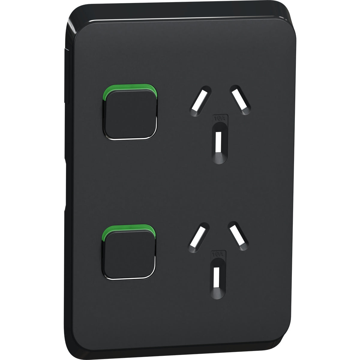 PDL Iconic Cover Plate Double Switched Socket Vertical 10Amp