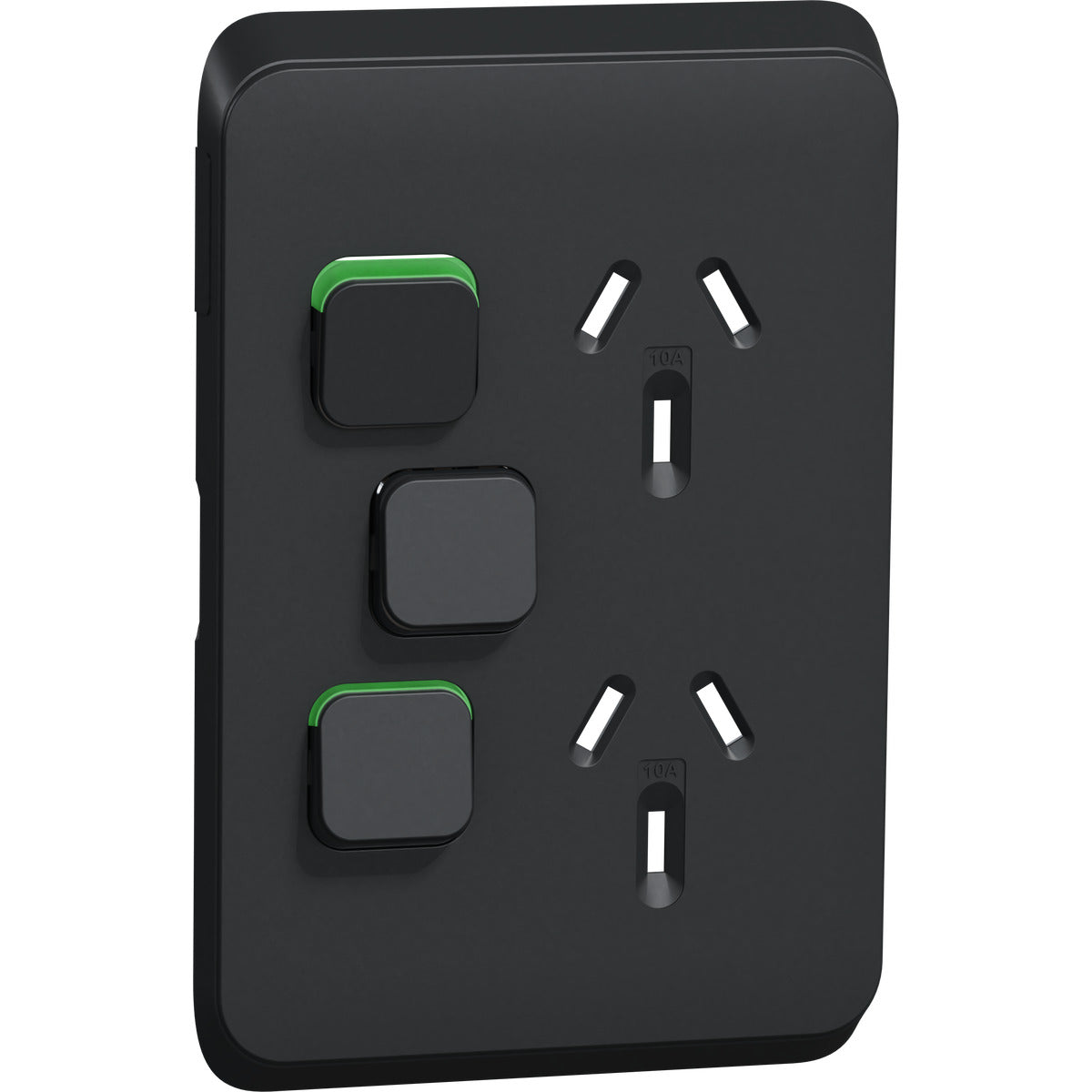 PDL Iconic Cover Plate Double Switched Socket + Switch Vertical 10Amp