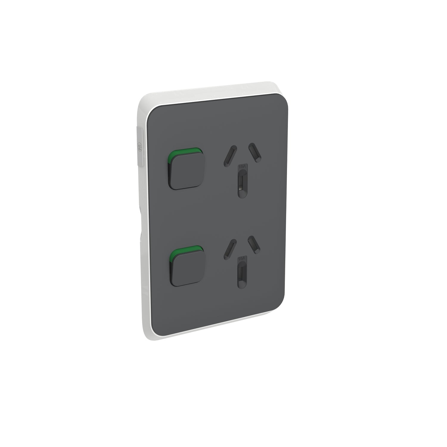 PDL Iconic Cover Plate Double Switched Socket Vertical 10Amp