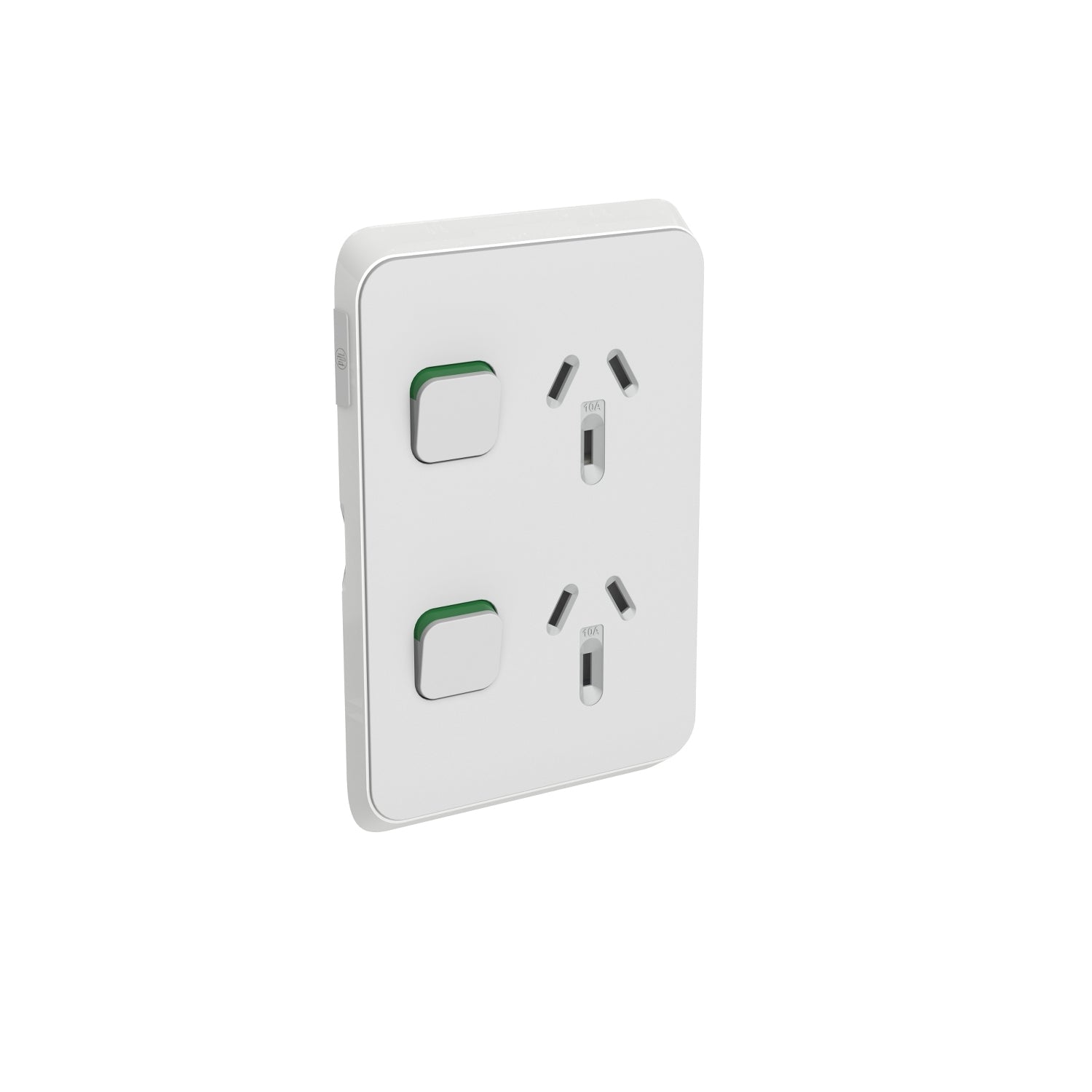 PDL Iconic Cover Plate Double Switched Socket Vertical 10Amp