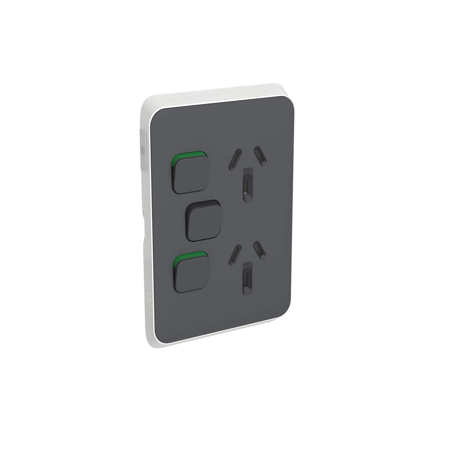 PDL Iconic Cover Plate Double Switched Socket + Switch Vertical 10Amp