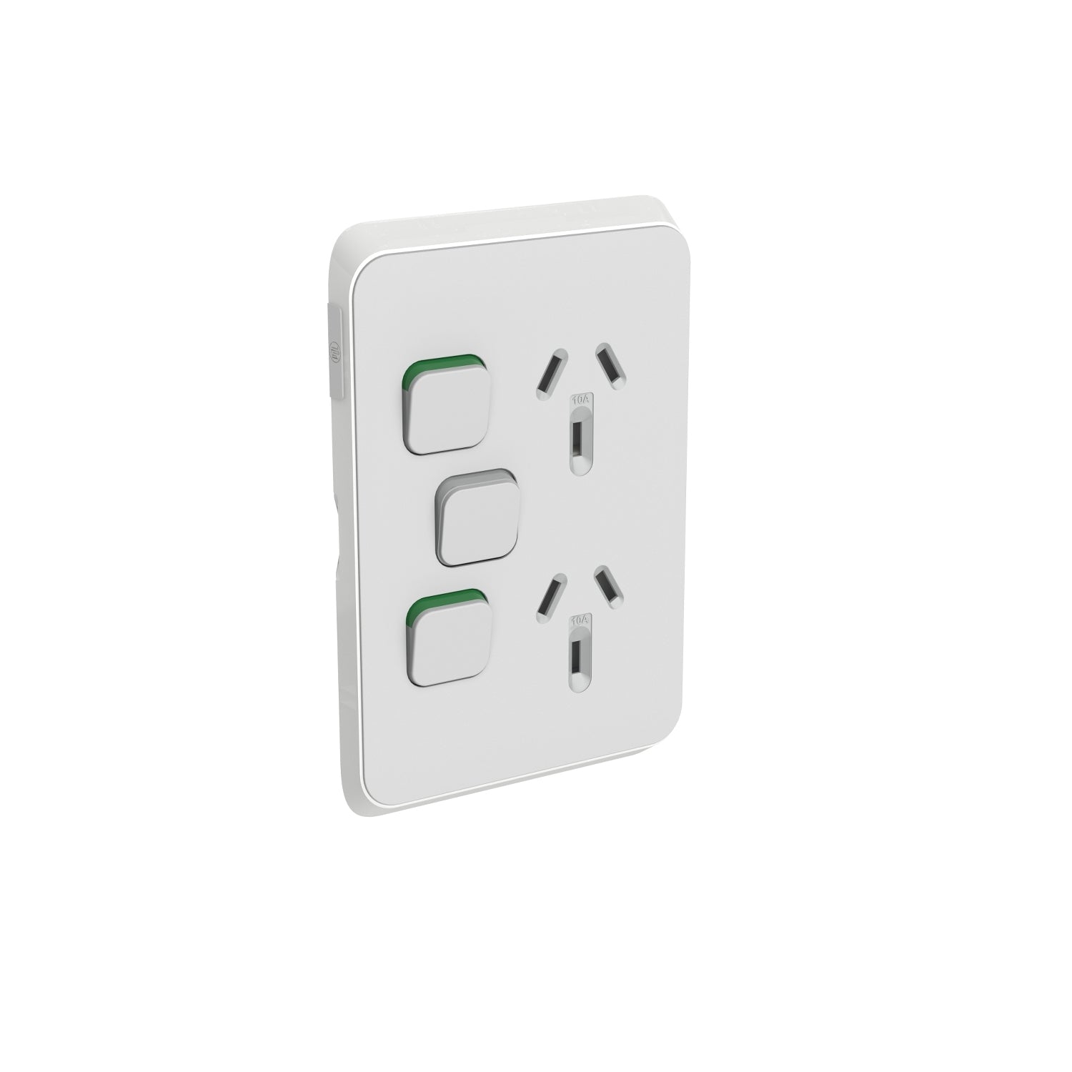 PDL Iconic Cover Plate Double Switched Socket + Switch Vertical 10Amp