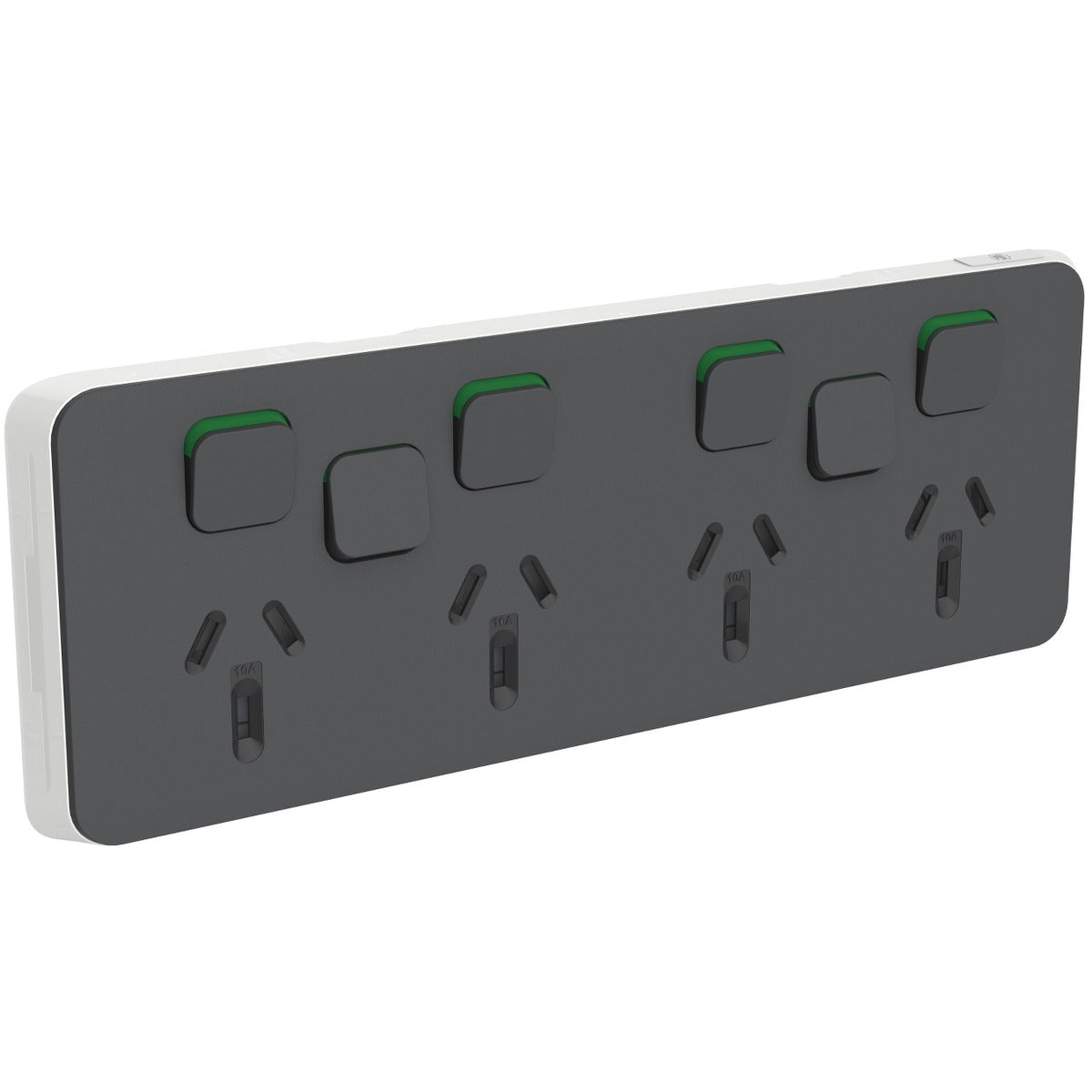 PDL Iconic, cover frame for switched GPO Horiz 10A 250V option for 2 extra switch