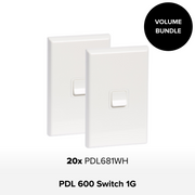 Bundle - PDL 600 Series Switch, Assembled, Vert, 1-gang, 250 V, 20 A / 16 AX - White