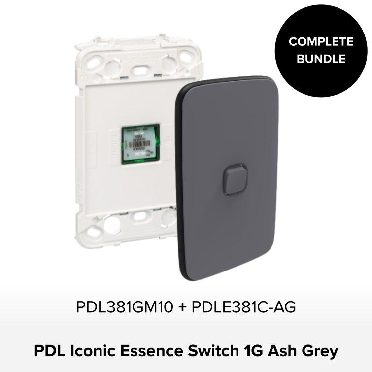 Bundle - PDL Iconic Essence Switch, 1 Gang - Ash Grey – Electrical Direct