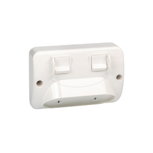 PDL Weatherproof Switched Socket 2G IP53 10Amp - Grey