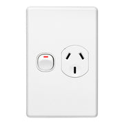 Clipsal Single Vertical 10Amp Socket - White