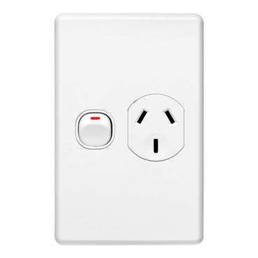 Clipsal Single Vertical 10Amp Socket - White