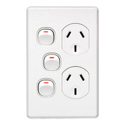 Clipsal Double Vertical outlet 10A & extra witch White