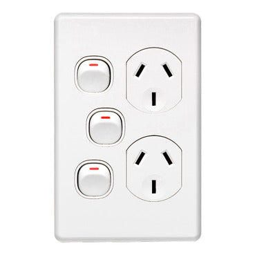 Clipsal Double Vertical outlet 10A & extra witch White