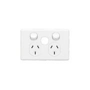 Clipsal Double Horizontal Socket 10A with Extra Switch space- White