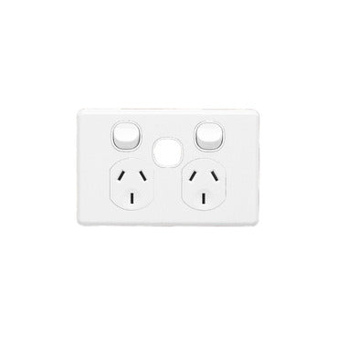 Clipsal Double Horizontal Socket 10A with Extra Switch space- White