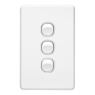 Clipsal Flush Switch, C2000 Series, 3 Gang, 250VAC, 10A, Classic , Vertical