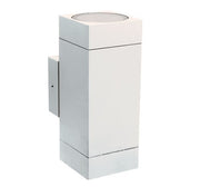White wall-mounted light fixture on a white background