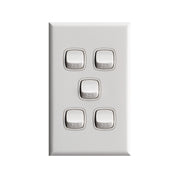 HPM Excel 5Gang Light Switch - White