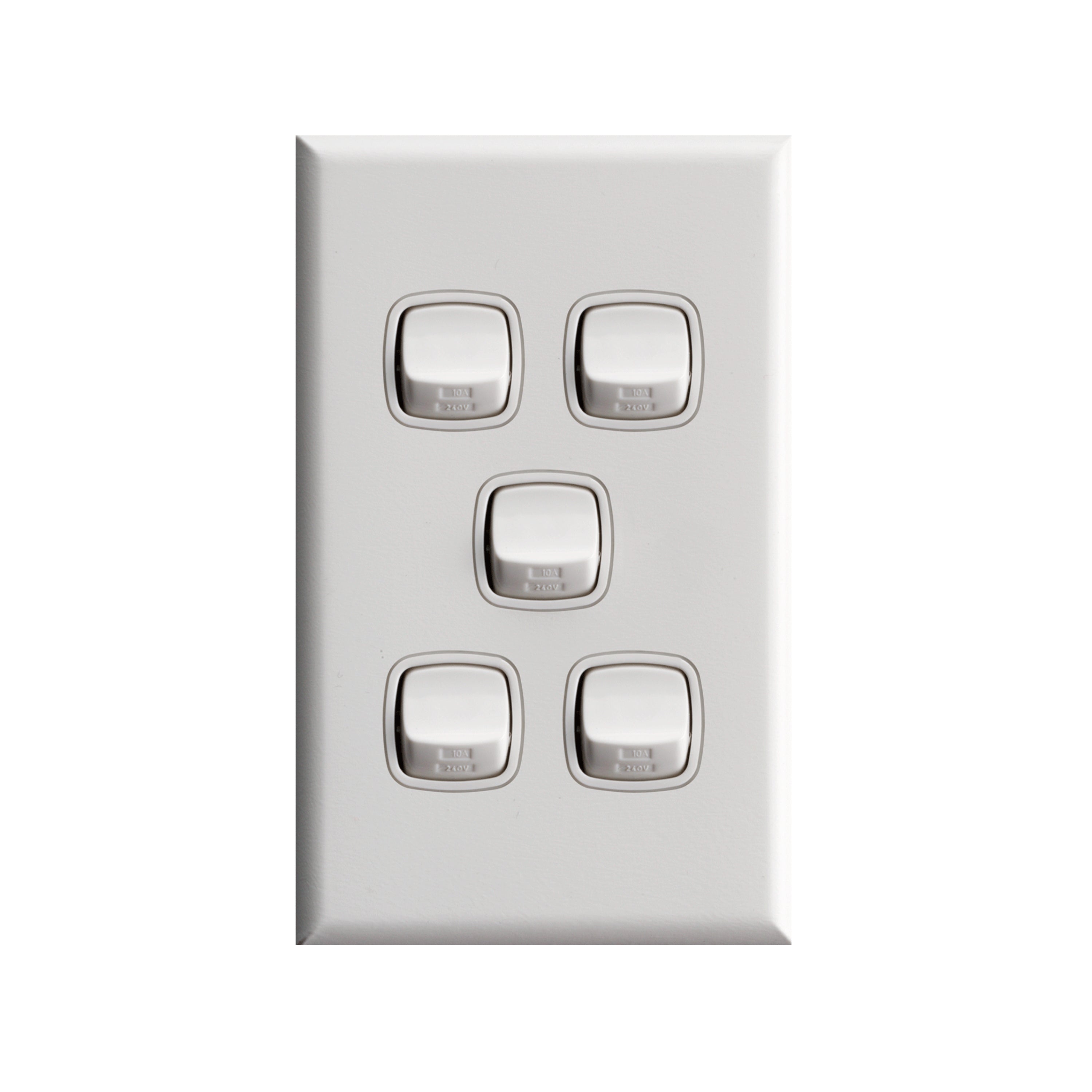 HPM Excel 5Gang Light Switch - White
