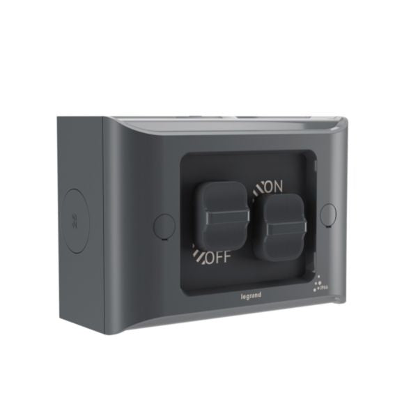 HPM Aqua Life 16A IP66 Weatherproof Surface Mount 2 Gang Switch