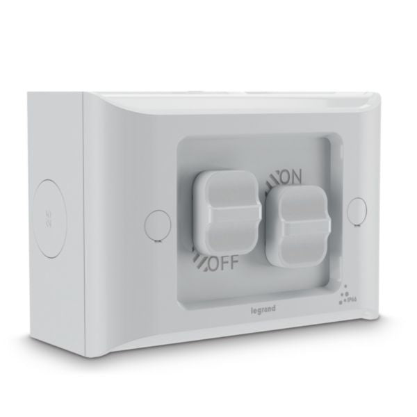 HPM Aqua Life 16A IP66 Weatherproof Surface Mount 2 Gang Switch