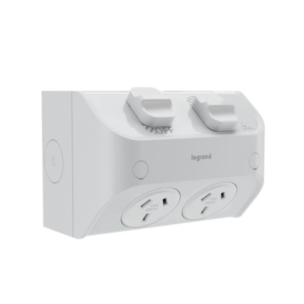 HPM Aqua Life 15A IP53 Weatherproof Surface Mount Double Power Point with 2 Terminal Sets