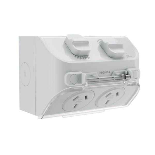 HPM Aqua Life 10A IP54 Weatherproof Surface Mount Double Power Point