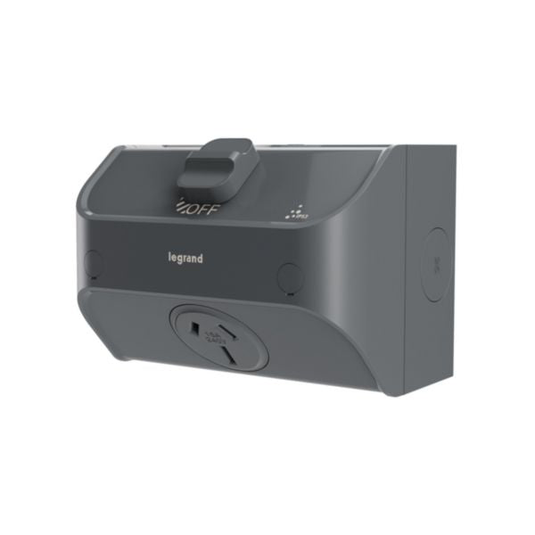 hpm Aqua Life 15A IP53 Weatherproof Surface Mount Single Power Point Limestone Grey