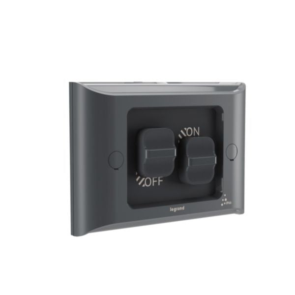 HPM Aqua Life 16A IP66 Weatherproof Shallow Mount 2 Gang Switch