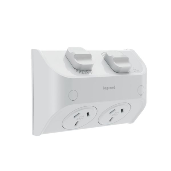 HPM Aqua Life 10A IP53 Weatherproof Shallow Mount Double Power Point