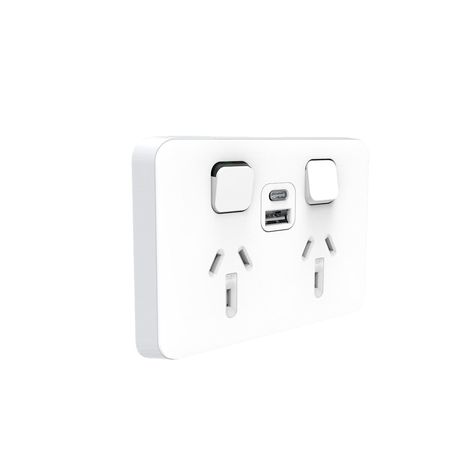 PDL Iconic Double Switched Socket 10Amp + USB A+C - Vivid White