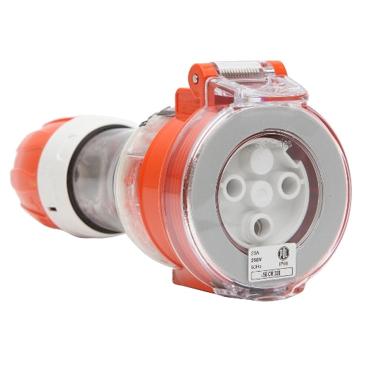 PDL 56 Cord Connector 3Pin IP66 250V 20Amp - Orange