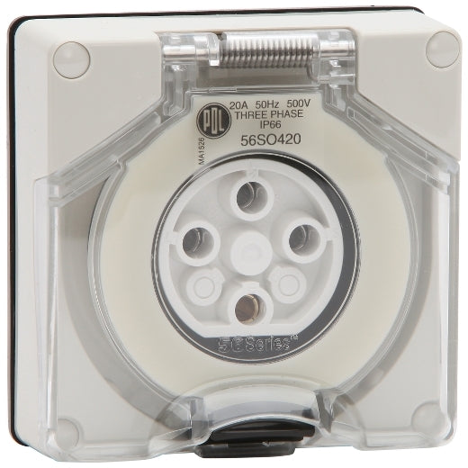 PDL 56 Socket 4Pin 3P IP66 500V 20Amp - Grey