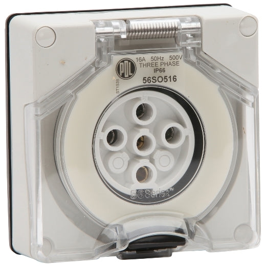 PDL 56 Socket 5Pin 3P IP66 500V 16Amp - Grey