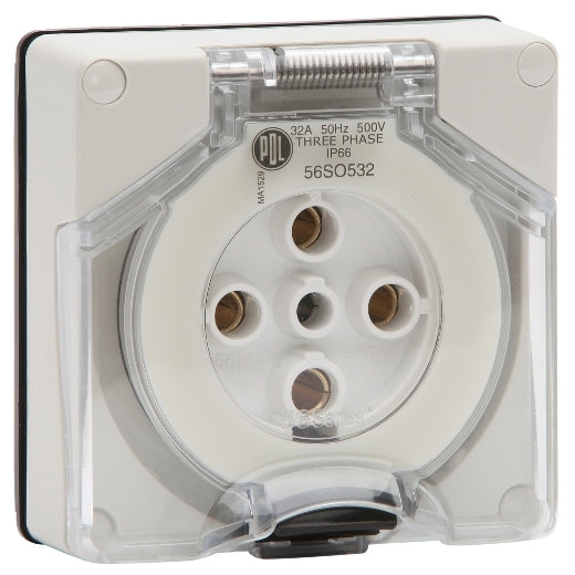 PDL 56 Socket 3P 5Pin IP66 500V 32Amp - Grey