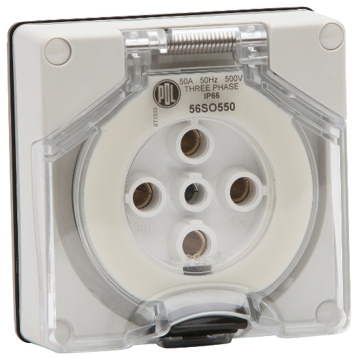PDL 56 Socket 5Pin 3P IP66 500V 50Amp - Grey
