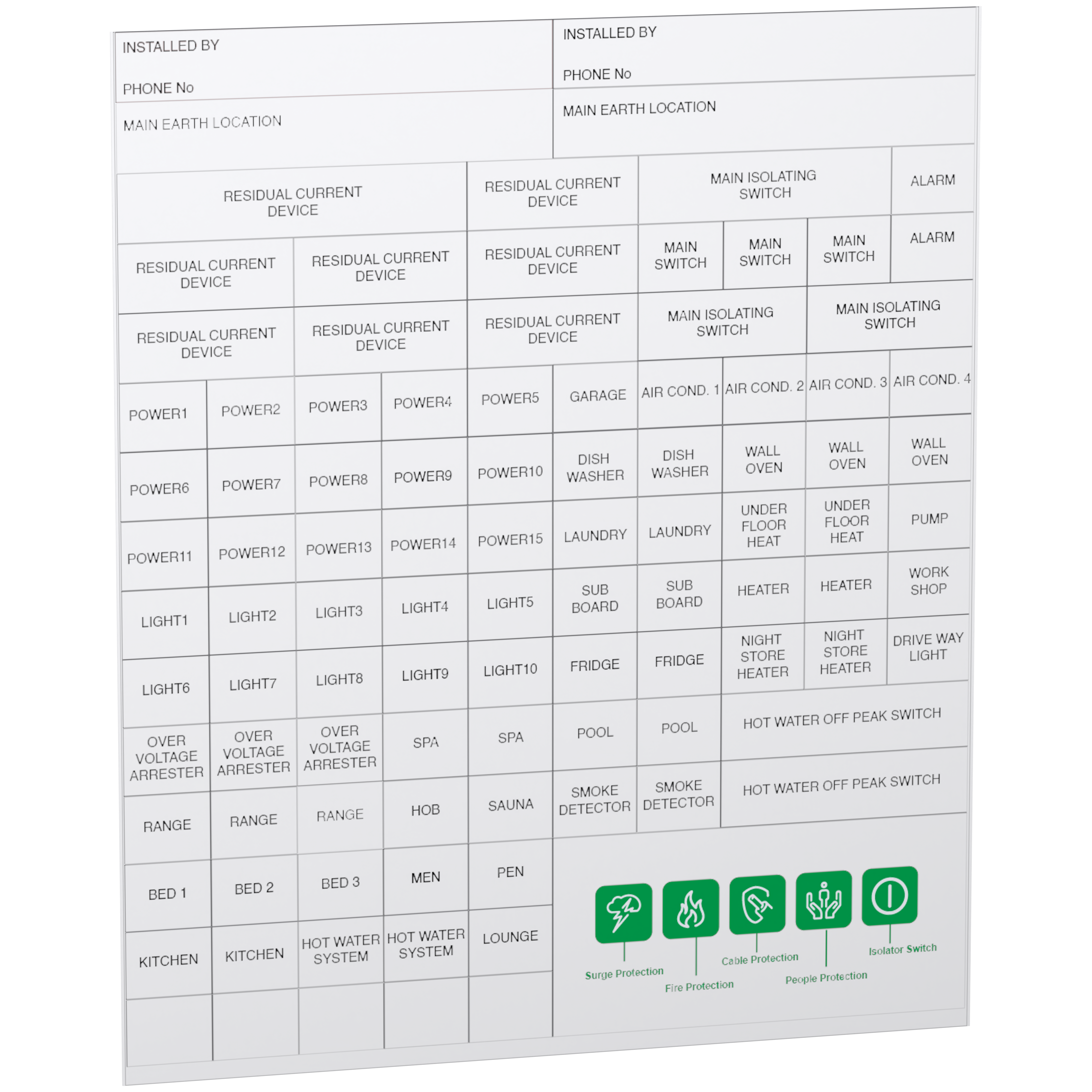 Label sheet, Resi9, set of 20