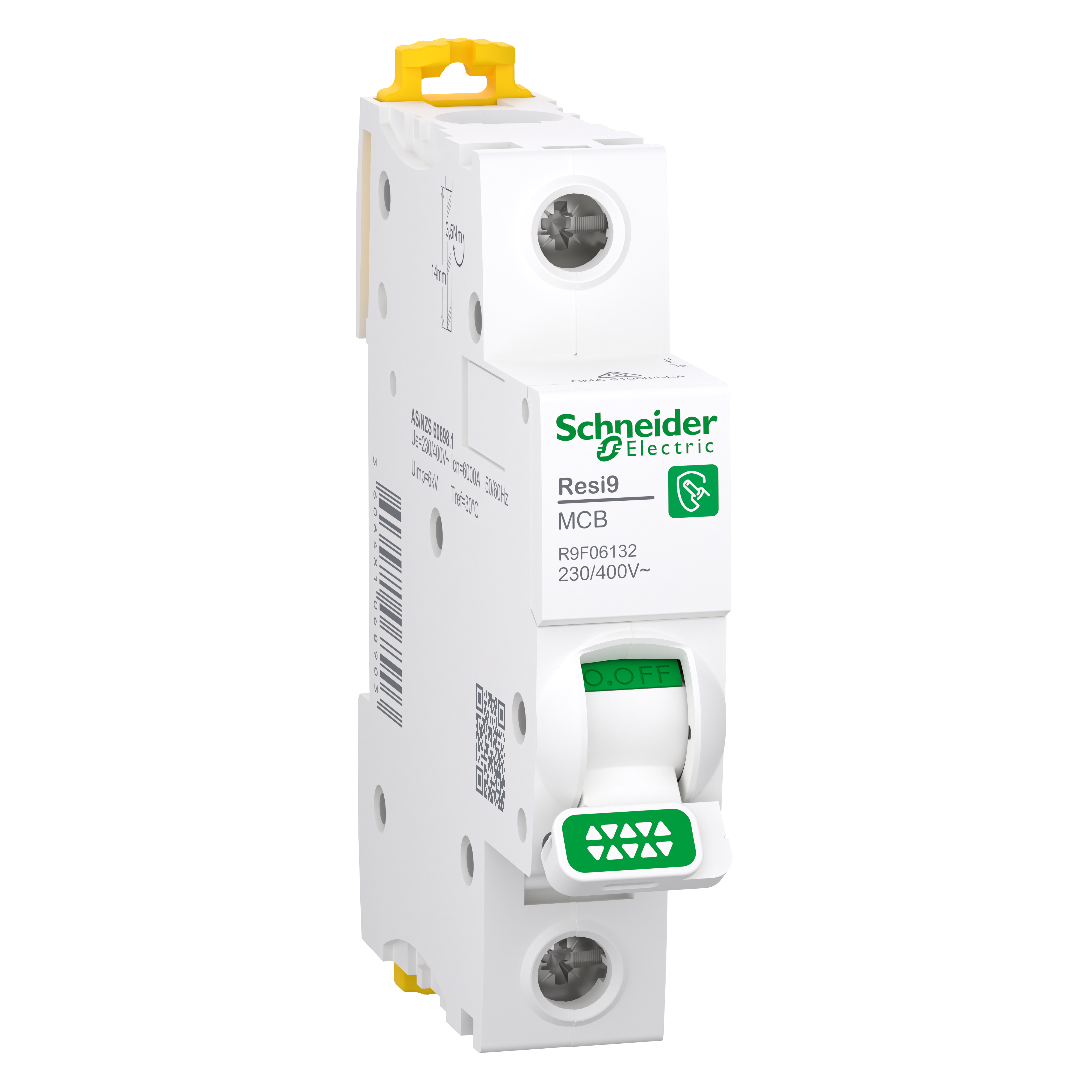 Miniature circuit breaker (MCB), Resi9, 1P, 6-40A, C curve, 6000A (AS/NZS 60898)