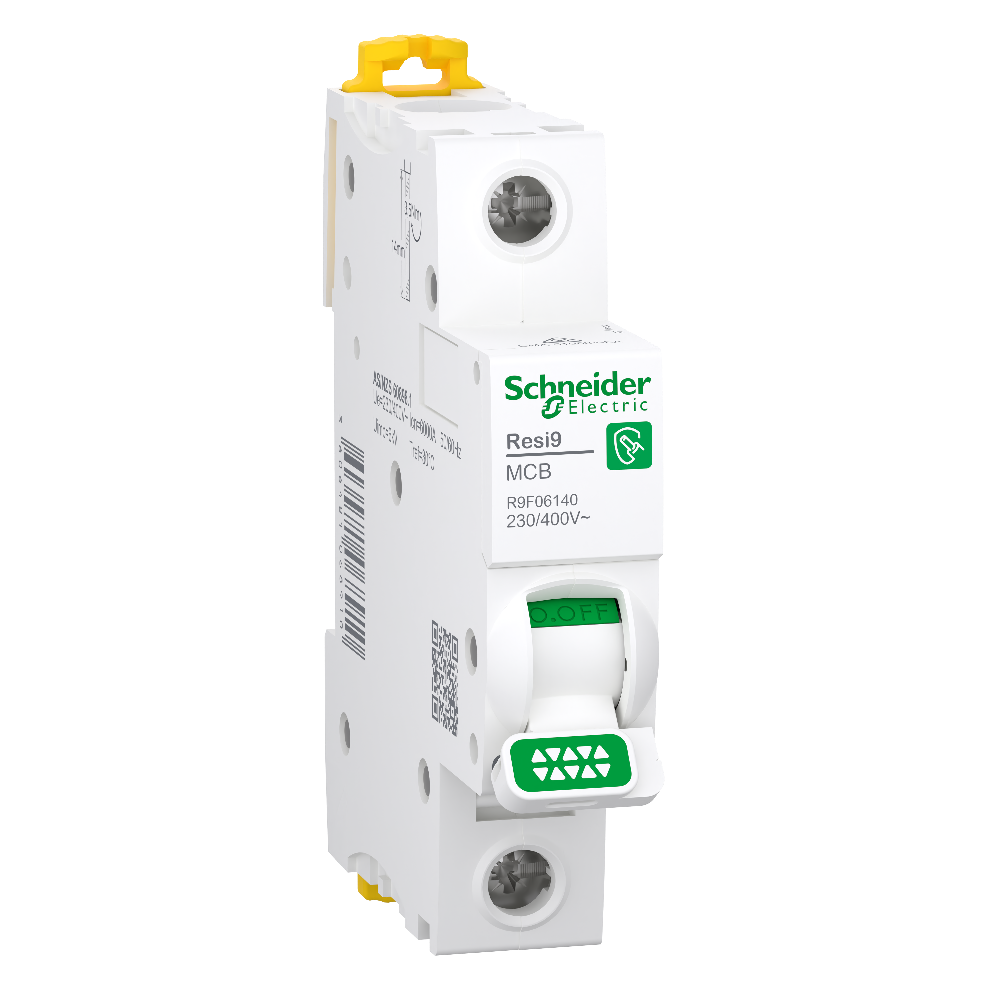Miniature circuit breaker (MCB), Resi9, 1P, 6-40A, C curve, 6000A (AS/NZS 60898)
