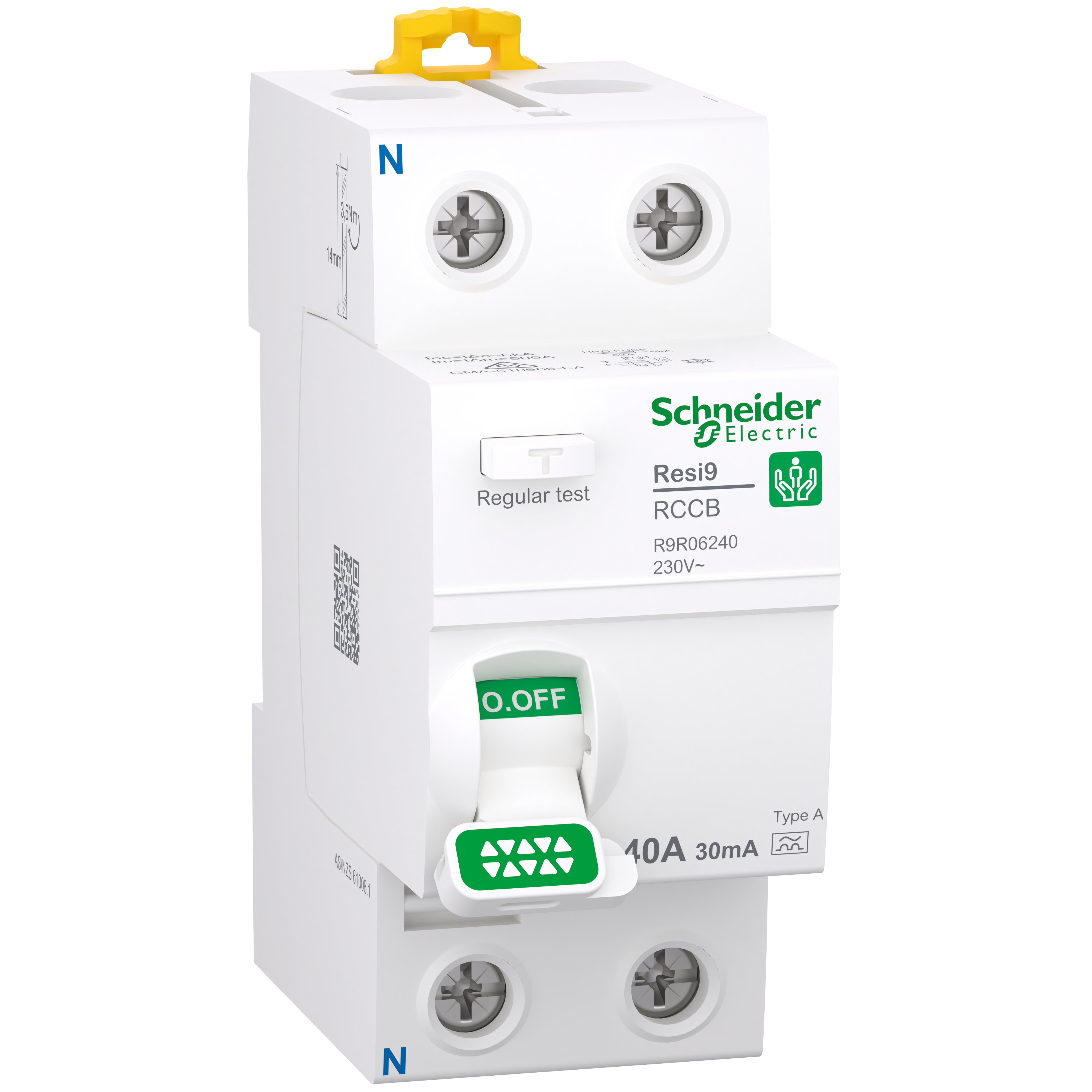 Residual current circuit breaker (RCCB), Resi9, 2P, 40A, A type, 30mA