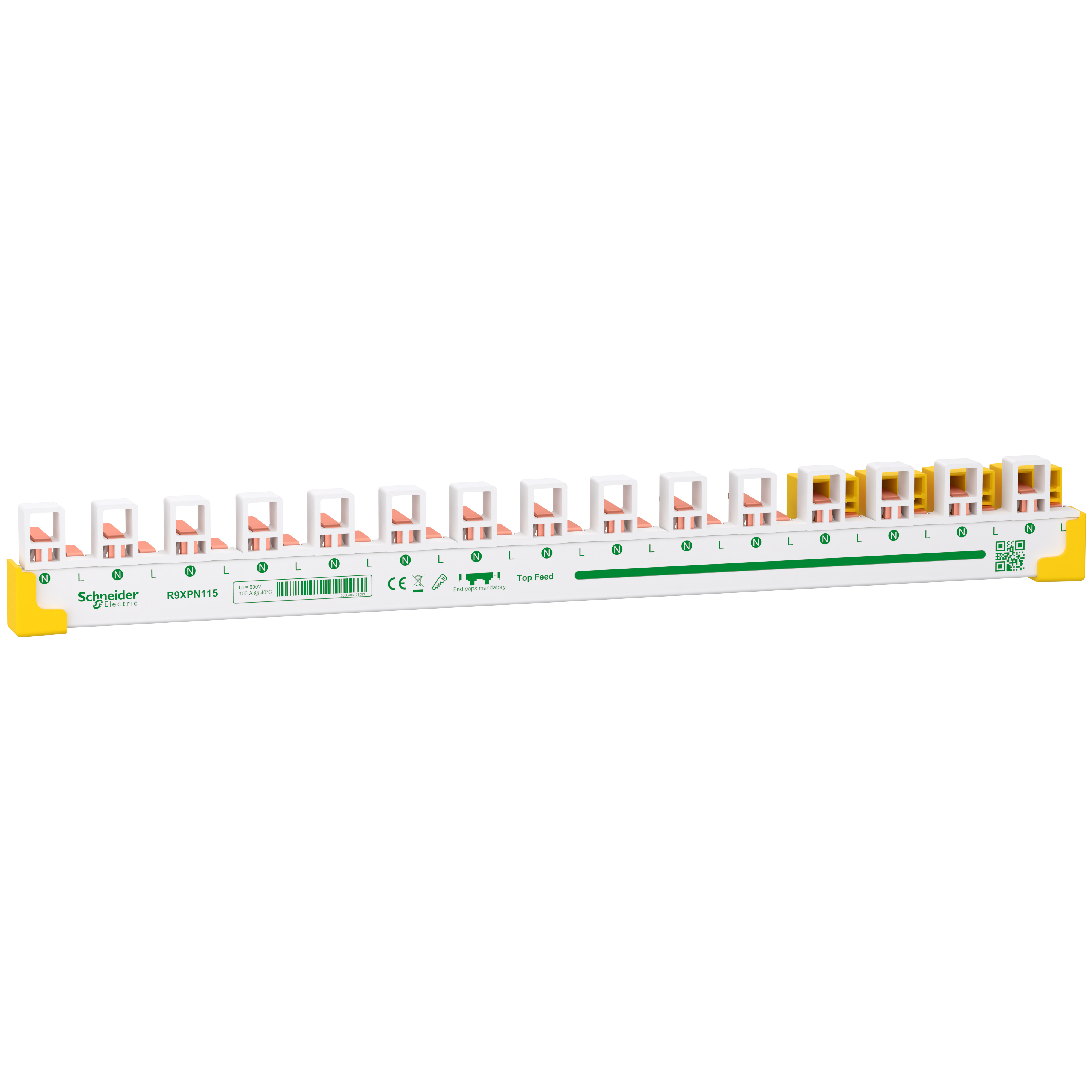 Comb Busbar, Resi9, 1P+N, 15 modules, 100 A with accessories