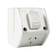 TradeSave Weatherproof Single IP53 Outlet. Grey Heavy Duty 10A