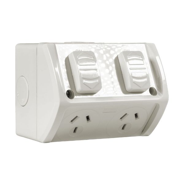 TradeSave Weatherproof Double IP53 Outlet. Grey Heavy Duty 10A Single Connection