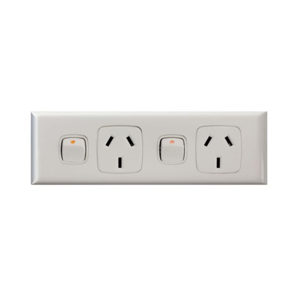HPM Excel Double Worktop 10Amp Socket with Busbar Link - White