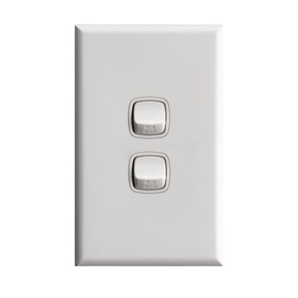 HPM Excel 2Gang Light Switch - White
