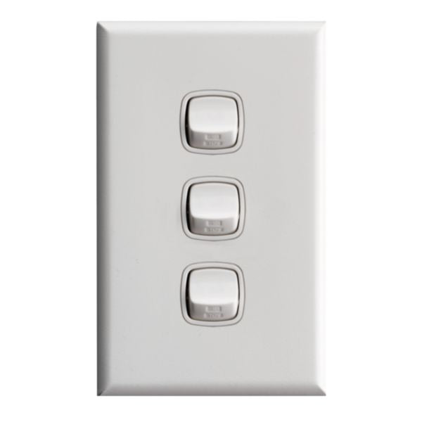 HPM Excel 3Gang Light Switch - White